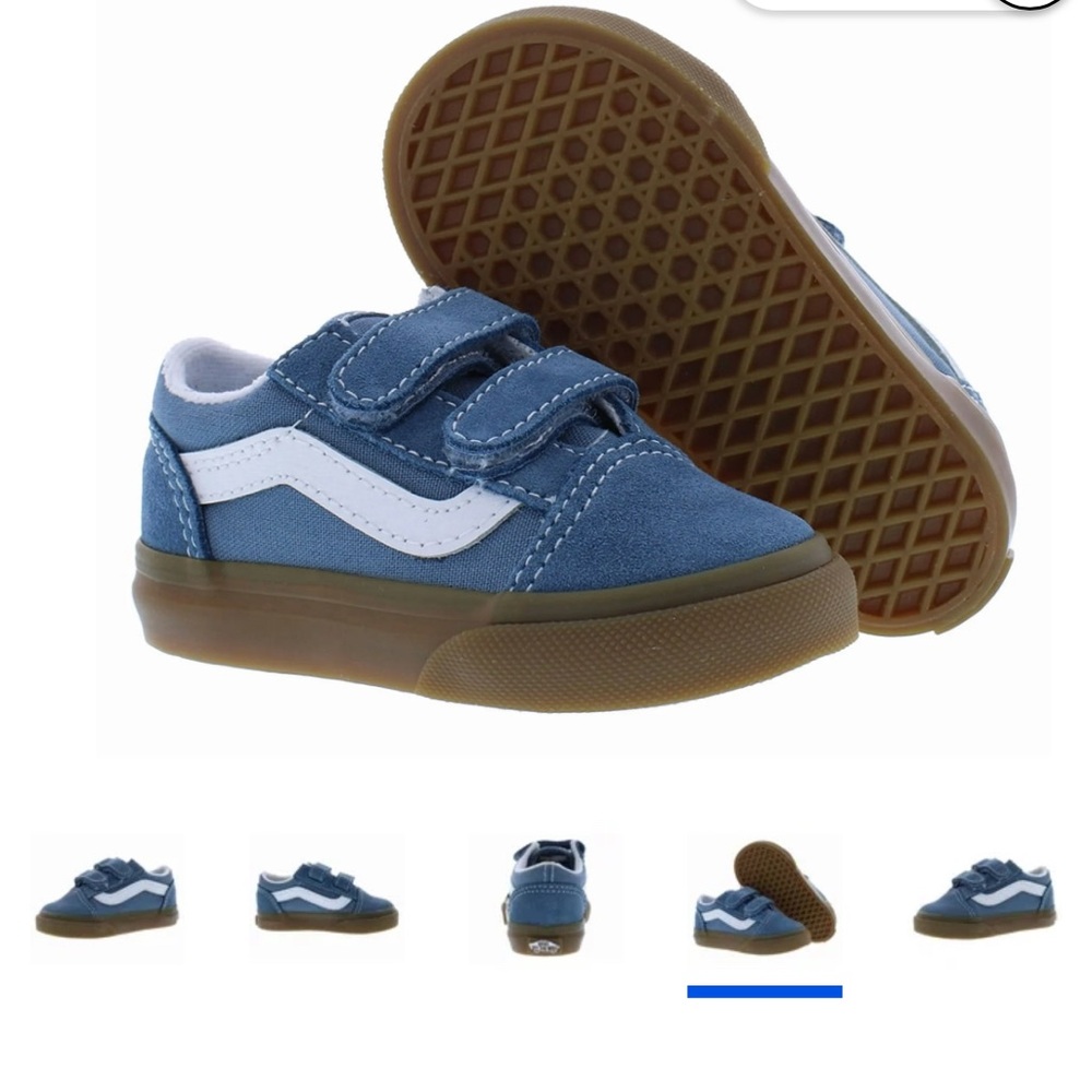 Vans Old Skool Velcro Suede Infant/Toddler Shoes Size 5, Color: Gum Blue/True